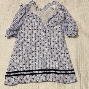 Floral Blue and White Kids Dress